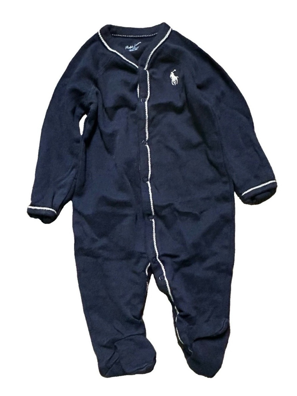 Baby Boy Ralph Lauren Navy Blue Footie Pajamas Size 0-3 Months